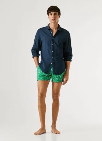 Bañador con estampado de hojas