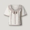 Blusa con cuello en V bordado