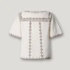 Blusa con cuello en V bordado