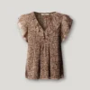 Blusa con cuello en V y volantes Blusa con cuello en V y volantes
