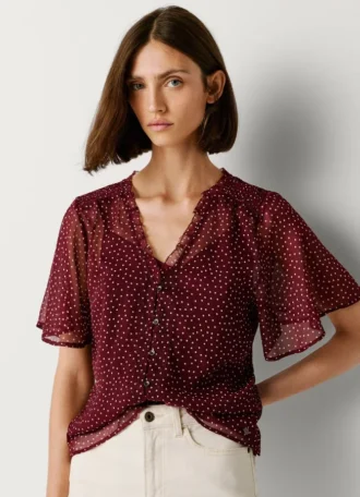 Blusa de gasa con estampado de lunares