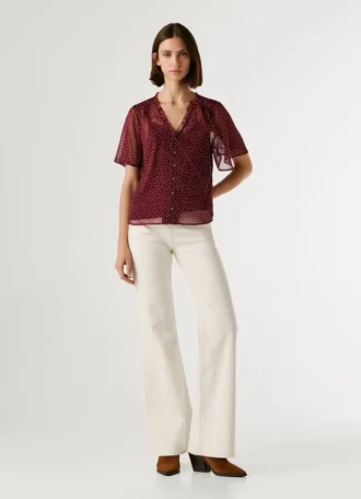 Blusa de gasa con estampado de lunares