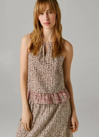 Blusa de popelín con cuello halter