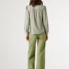 Blusa de rayas con cuello mao