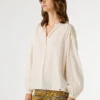 Blusa fluida con cuello mao Blusa fluida con cuello mao
