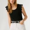Blusa sin mangas de punto elástico Blusa sin mangas de punto elástico