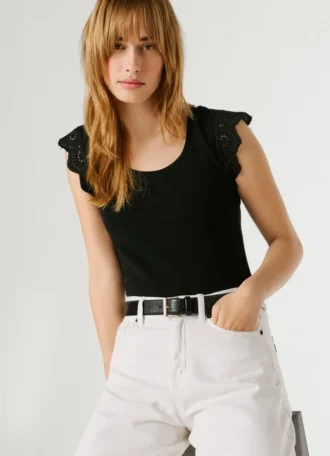Blusa sin mangas de punto elástico