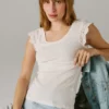 Blusa sin mangas de punto elástico Blusa sin mangas de punto elástico
