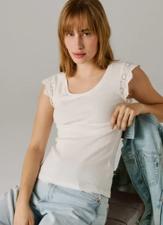 Blusa sin mangas de punto elástico
