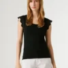 Blusa sin mangas de punto elástico Blusa sin mangas de punto elástico