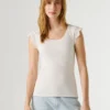 Blusa sin mangas de punto elástico Blusa sin mangas de punto elástico
