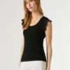Blusa sin mangas de punto elástico Blusa sin mangas de punto elástico