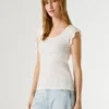 Blusa sin mangas de punto elástico Blusa sin mangas de punto elástico
