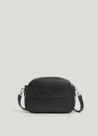 Bolso bandolera con efecto piel y logotipo