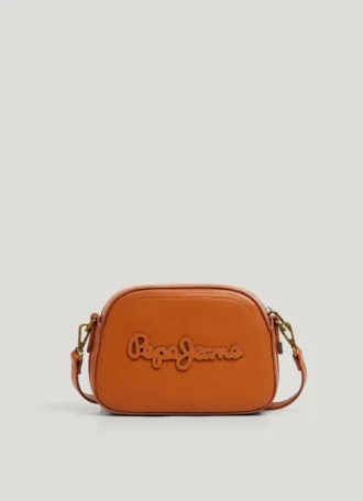 Bolso bandolera con efecto piel y logotipo