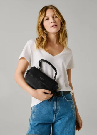 Bolso bandolera con solapa efecto piel