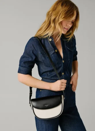 Bolso de hombro combinado con solapa