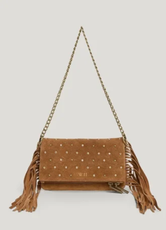 Bolso de hombro de ante con flecos