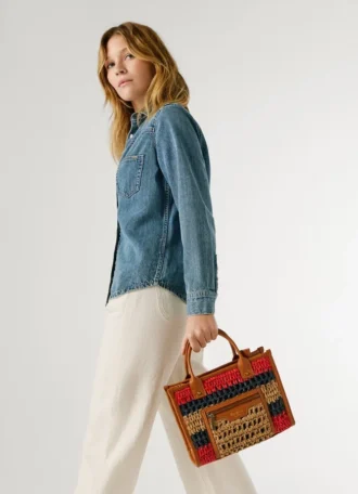 Bolso de hombro de rafia