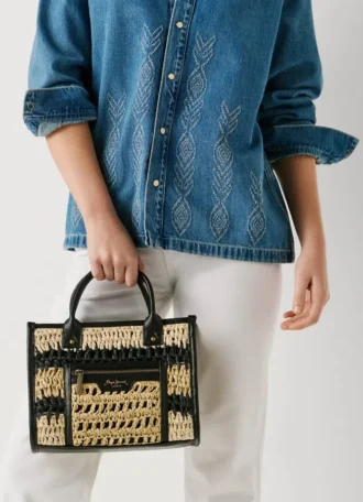 Bolso de hombro de rafia