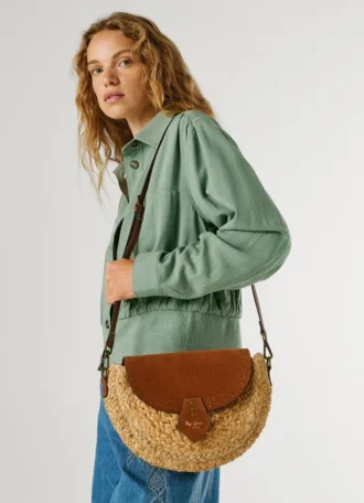 Bolso de hombro de yute con solapa