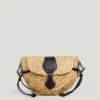 Bolso de hombro de yute con solapa Bolso de hombro de yute con solapa