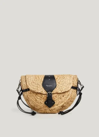 Bolso de hombro de yute con solapa