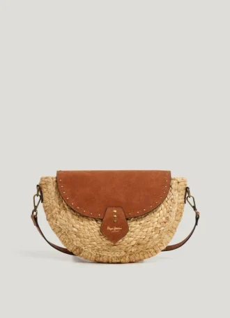 Bolso de hombro de yute con solapa