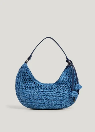 Bolso de rafia con forma de media luna