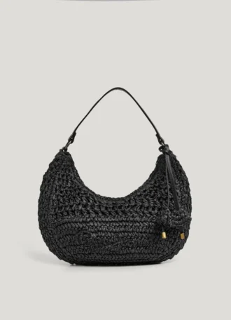 Bolso de rafia con forma de media luna