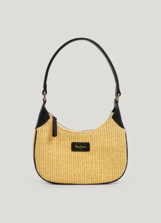Bolso de rafia con forma de media luna