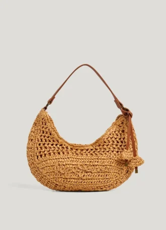 Bolso de rafia con forma de media luna
