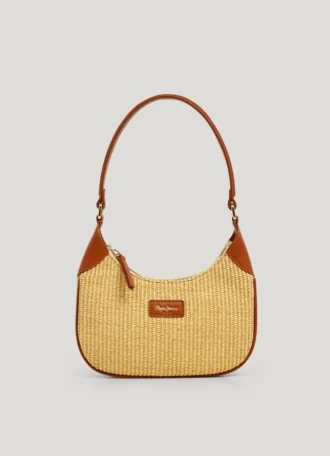 Bolso de rafia con forma de media luna