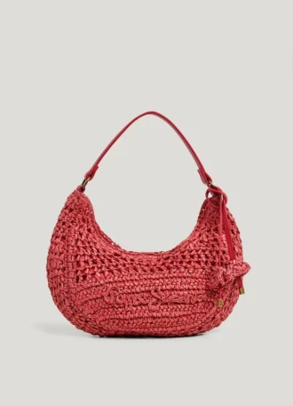Bolso de rafia con forma de media luna