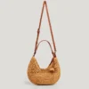 Bolso de rafia con forma de media luna