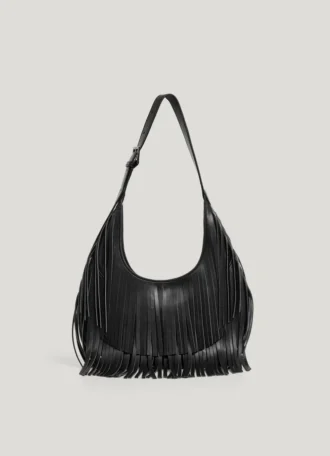 Bolso en forma de media luna con efecto piel