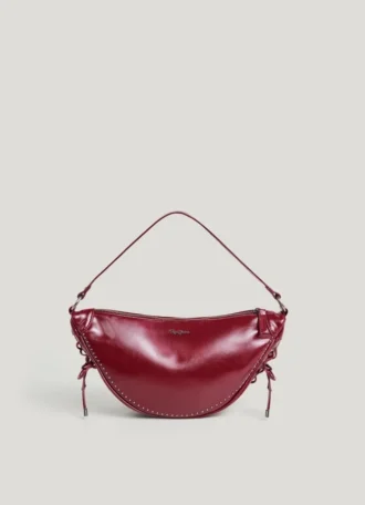 Bolso en forma de media luna con efecto piel