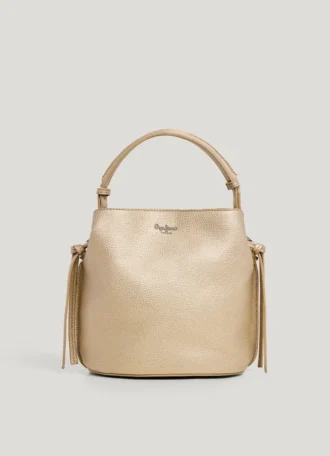 Bolso tipo cubo con efecto piel