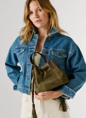Bolso tipo cubo de ante