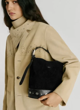 Bolso tipo cubo de ante