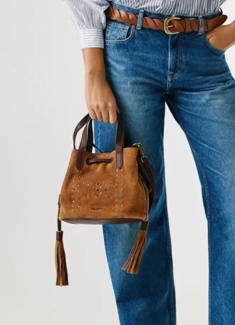 Bolso tipo cubo de ante