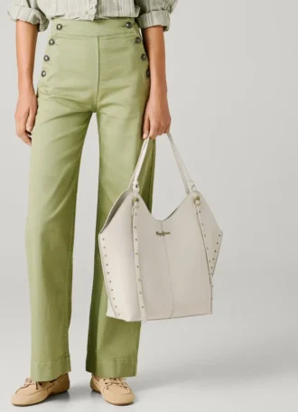 Bolso tote con efecto piel y tachuelas