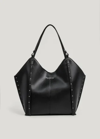 Bolso tote con efecto piel y tachuelas