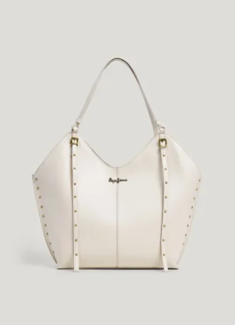 Bolso tote con efecto piel y tachuelas