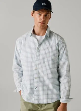 Camisa de popelín a cuadros de corte regular