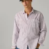 Camisa de popelín a rayas de corte regular