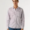 Camisa de popelín a rayas de corte regular