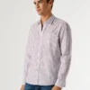 Camisa de popelín a rayas de corte regular