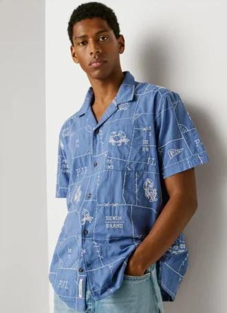 Camisa de popelín con cuello cubano