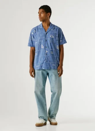 Camisa de popelín con cuello cubano